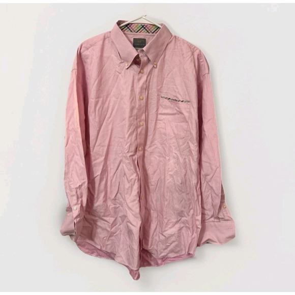 Thomas Dean 2XB Pink Pima Cotton Long Sleeve Button Down Dress Shirt Men - Picture 1 of 6